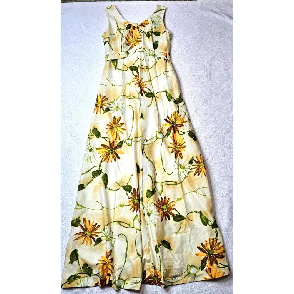 Vtg Hawaiian Long Floral Maxi Dress Sleeveless Sundress Made In Hawaii